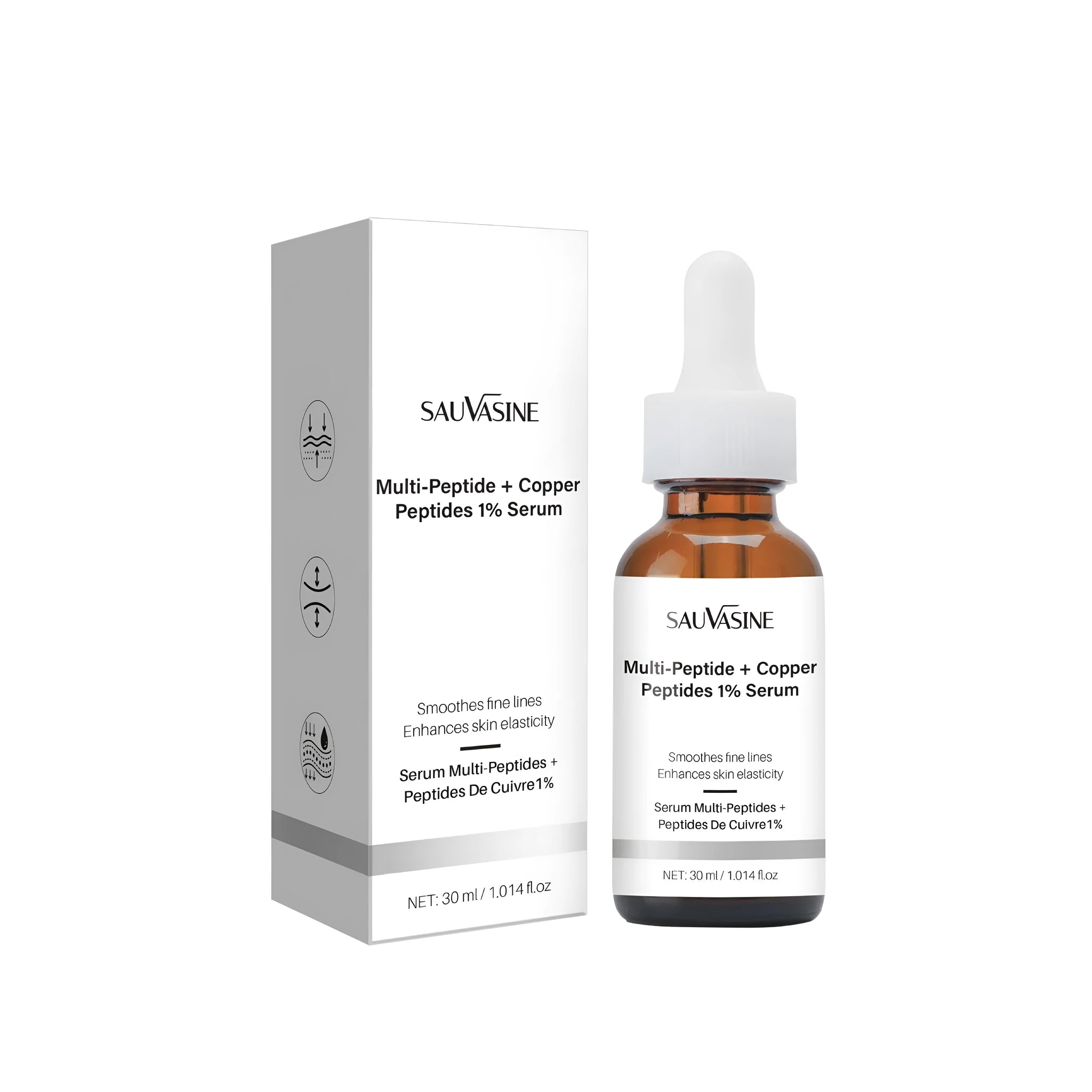 30ml bottle of moisturising oil for wrinkle care, dimensions 34.5x34.5x105mm.