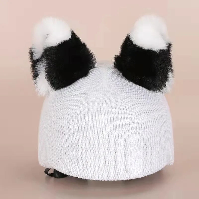 Plush fabric cartoon design helmet cover for motorcycle helmet decoration in medium size