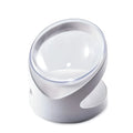 Clear white elevated cat food bowl with ergonomic tilt design for neck support