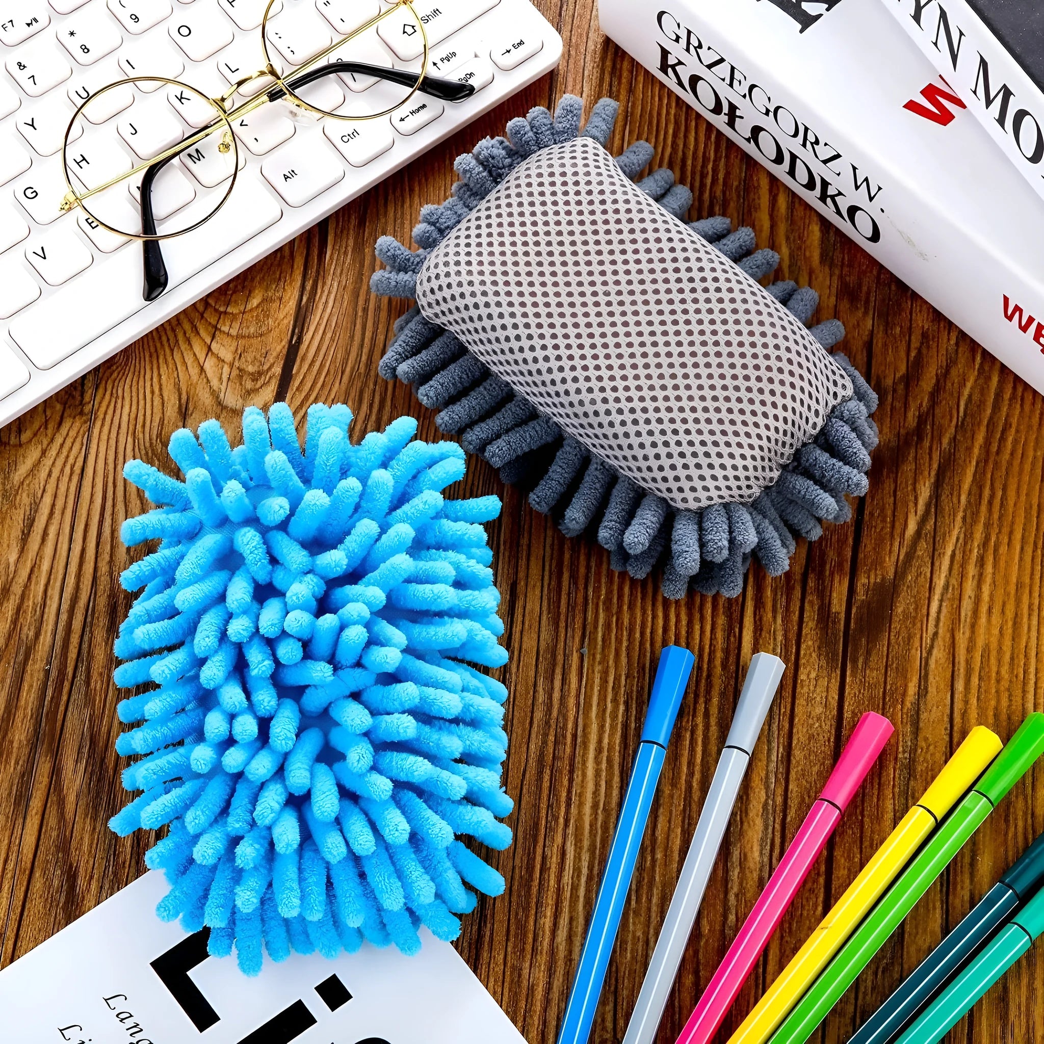 Chenille strong magnetic blackboard eraser in grey, blue, pink, rose red, fluorescent green, violet, yellow 12x8x4 cm