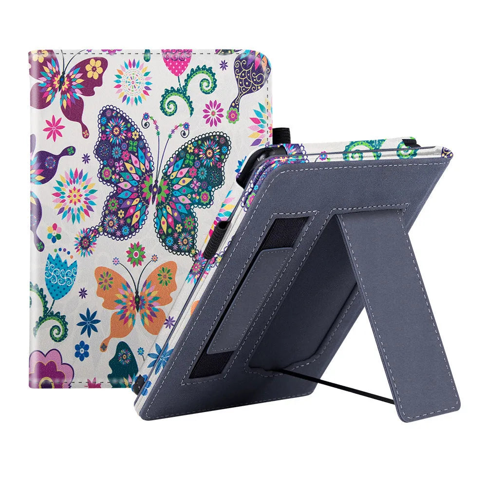 Kindle Paperwhite 5 leather case with integrated wrist strap bracket in multiple colour options
