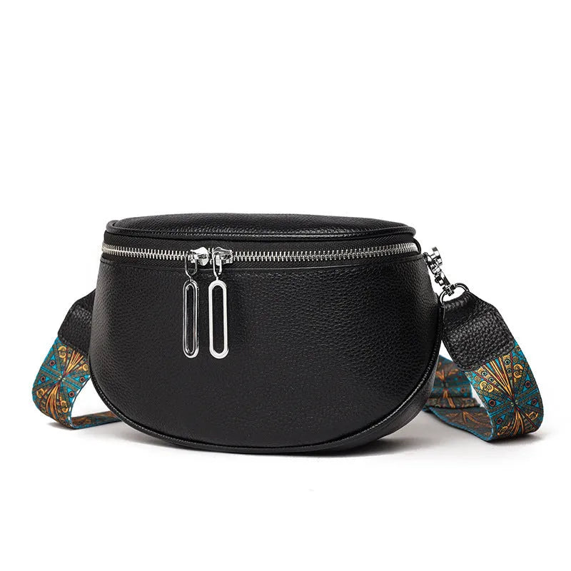 Women's soft PU leather crossbody messenger bag in saddle shape with single strap