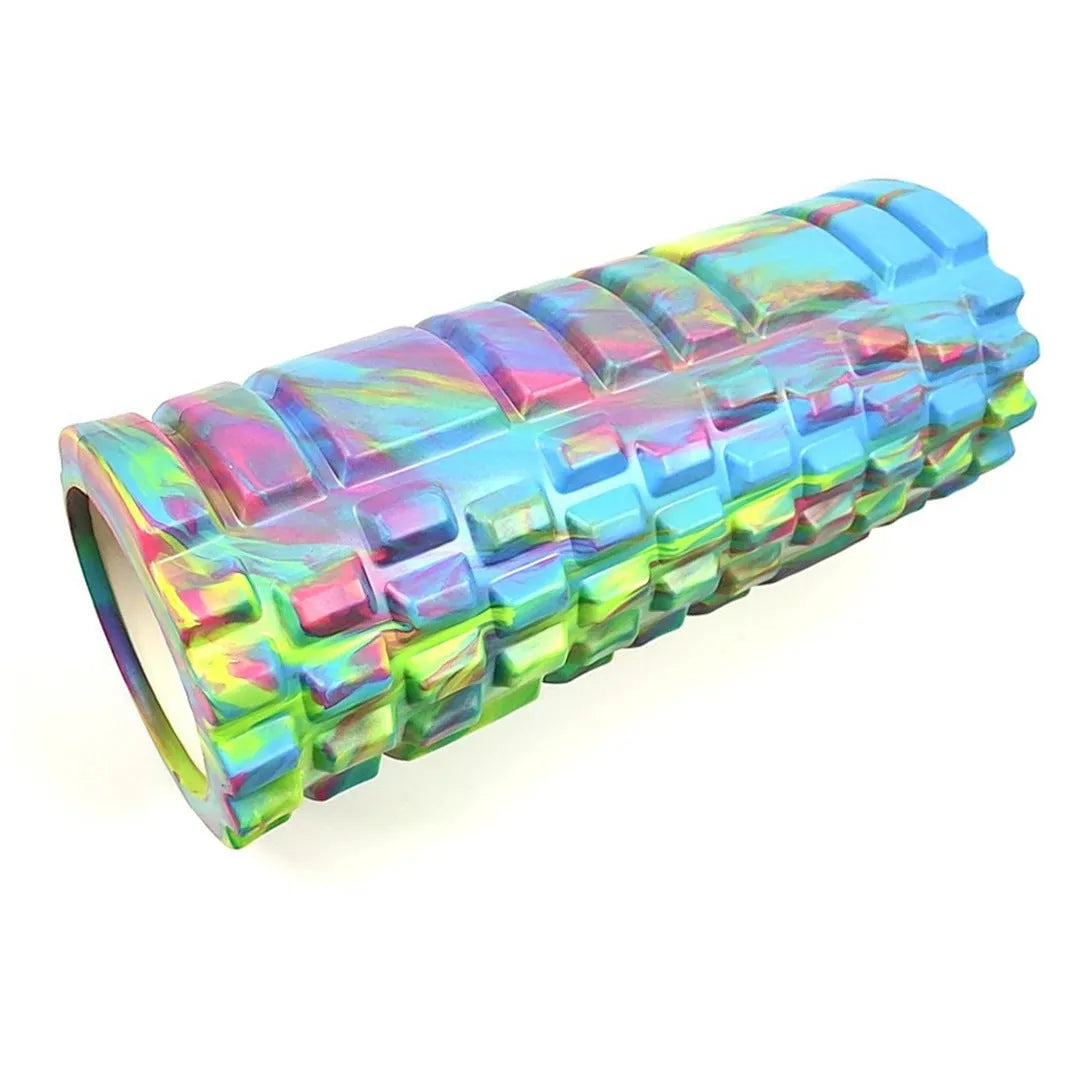 33cm camouflage pattern EVA foam roller showing classic colour combinations including blue green yellow and rose red black designs
