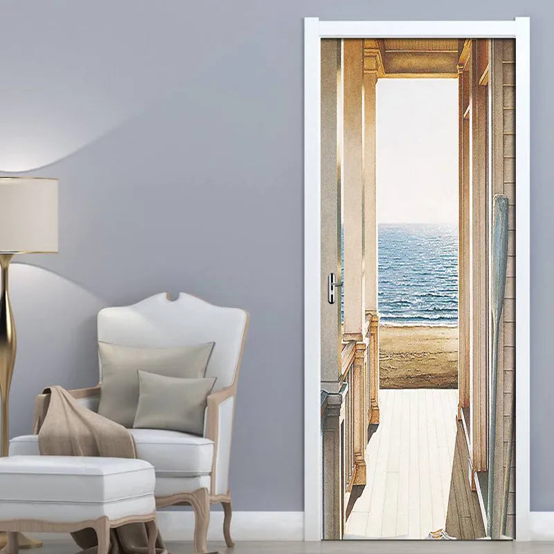 American style landscape wall mural PVC self-adhesive door sticker 77x200cm