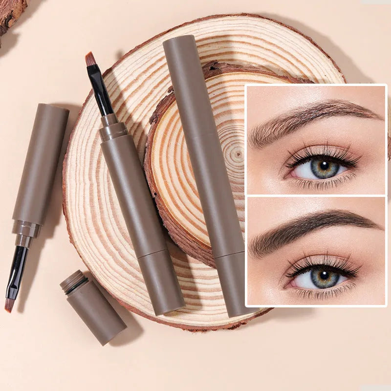 A double-headed eyebrow cream showing pencil and powder ends, with packaging indicating five colour shades.