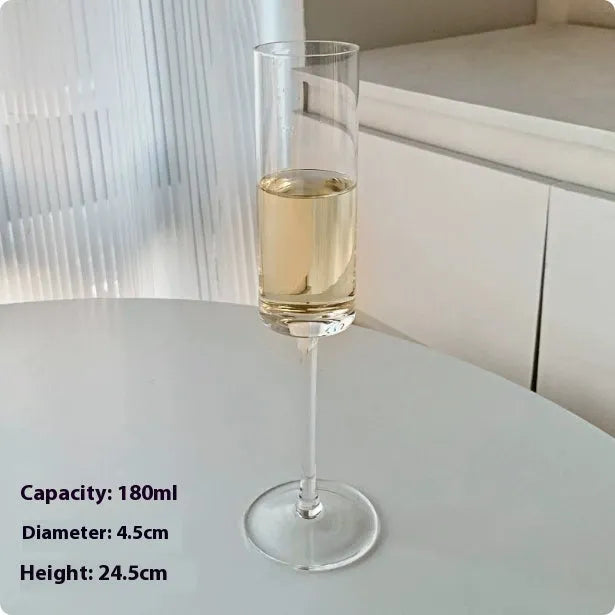 French champagne goblet glass with traditional flute silhouette in multiple colour finishes