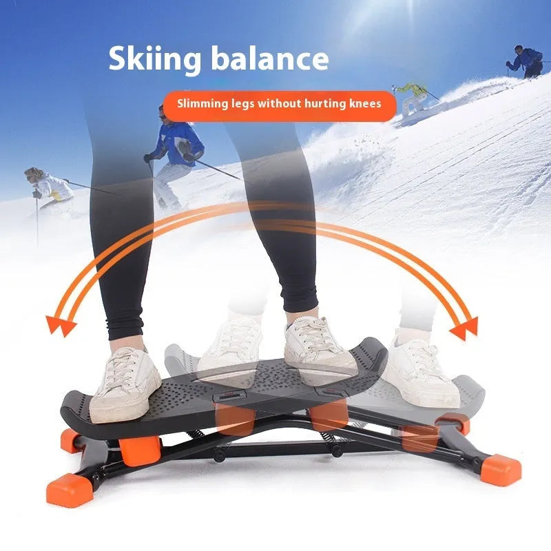 Black JS101A mini indoor fitness skiing machine with elastic hand straps