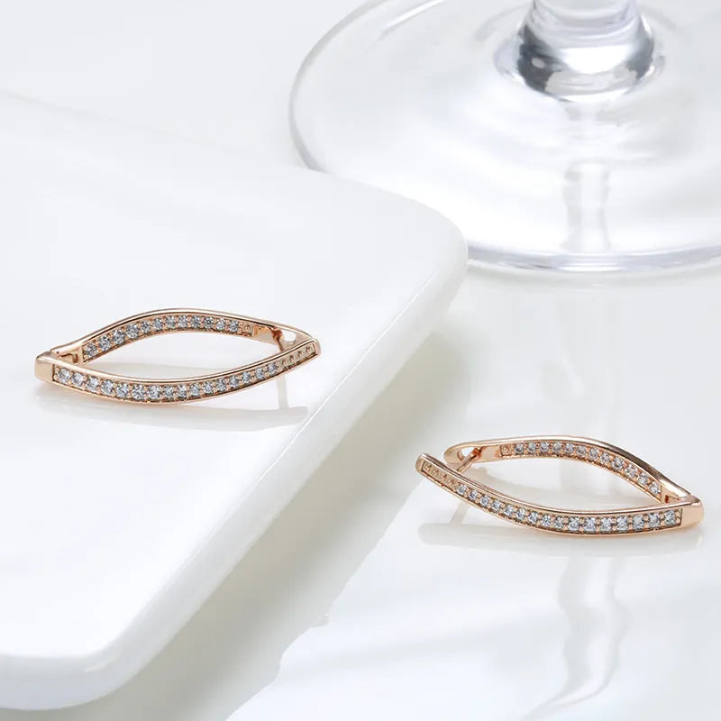 Geometric copper drop earrings with cubic zirconia stones for women, H0493 colour.