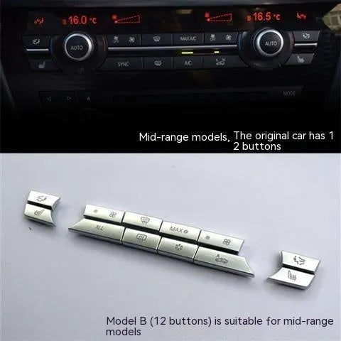 Silver car air conditioning control panel replacement buttons and CD digital button stickers set