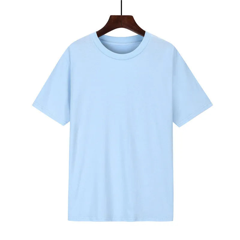Men's black loose-fit short-sleeve cotton T-shirt with a print, laid flat.