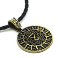 Lunavin necklace with Nordic text pendant in antique silver or bronze on adjustable leather rope or snake bones chain