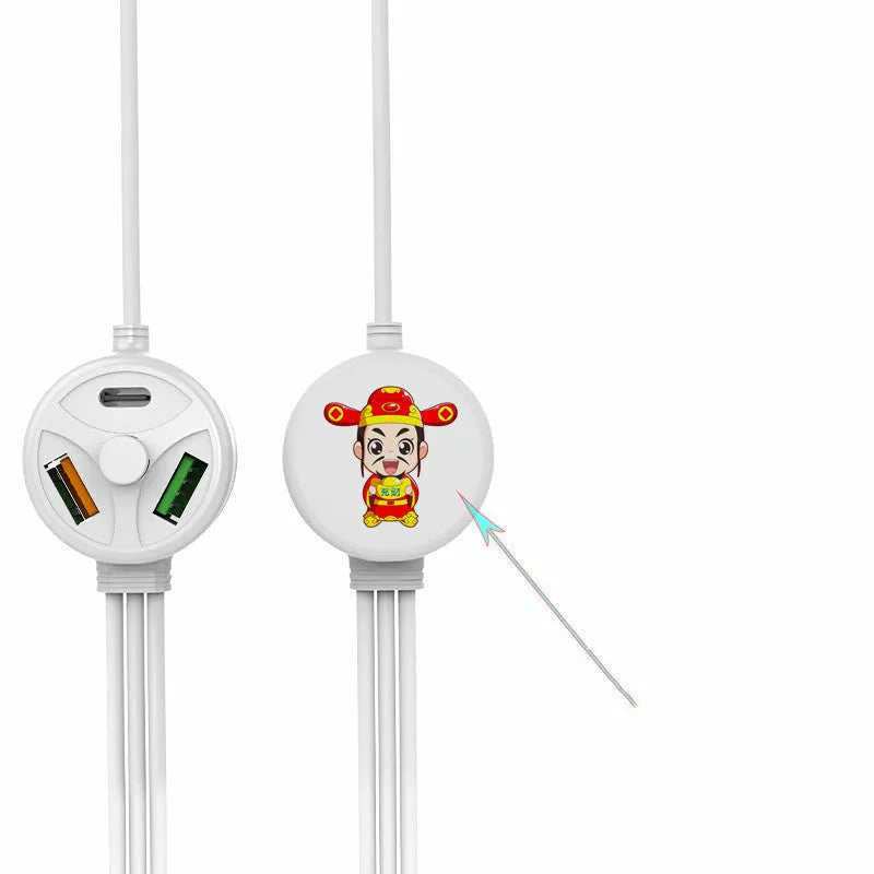 Mobile phone charging cable with multiple USB connectors including TYPE-C, Mini USB and Micro USB interfaces