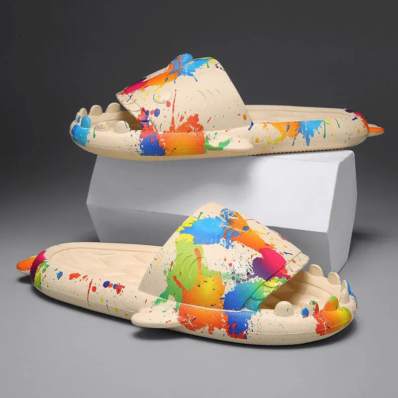 Shark design EVA home slippers open toe casual style available sizes 36-45