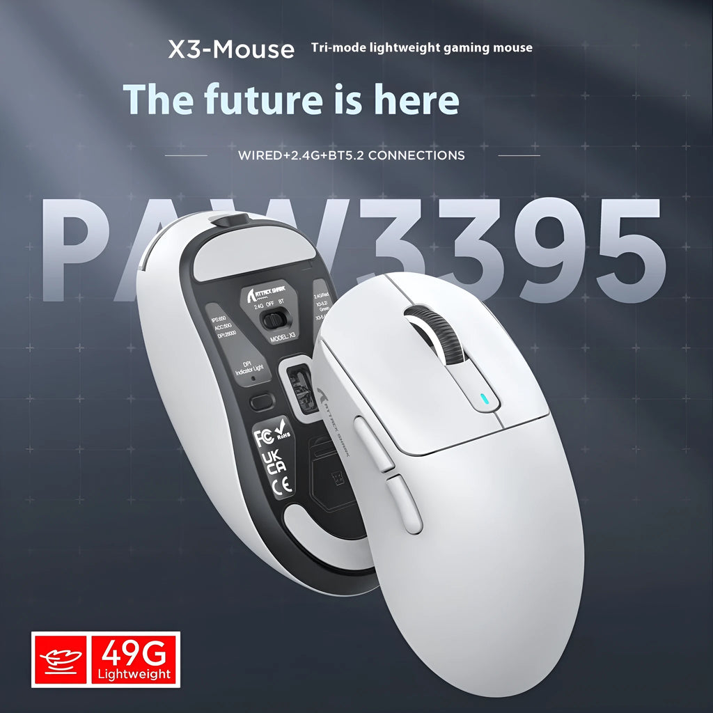 Three-mode rechargeable wireless mouse with parachute cable in multiple colour options