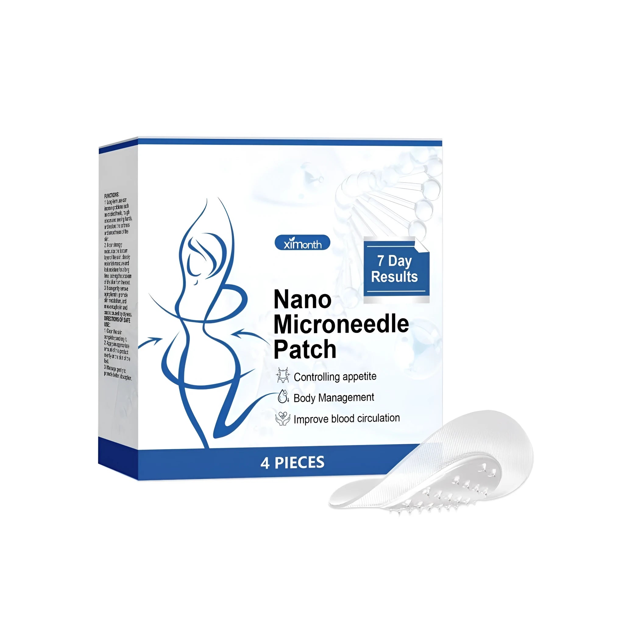 Pack of four nano microneedle body shaping skincare patches with botanical extracts