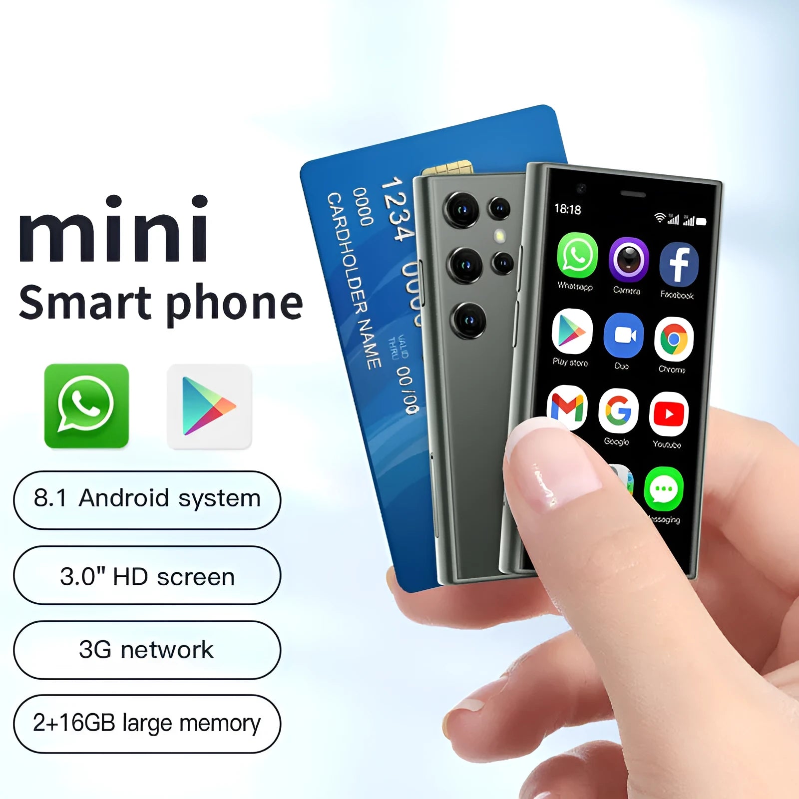 S23PRO XS15 mini smartphone in black, green, or pink purple with Android OS and 3G WIFI connectivity