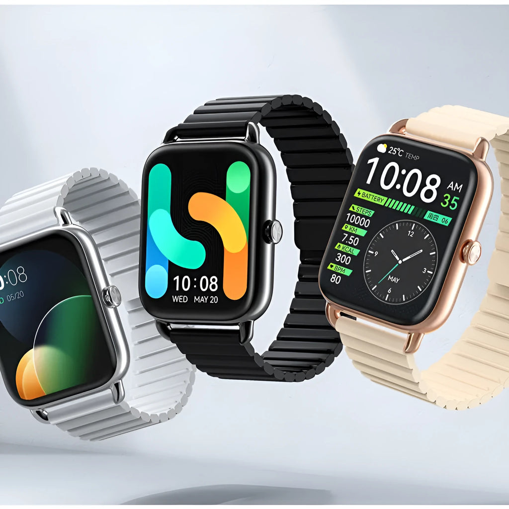 HAYLOU RS4 Plus smart sports watch with AMOLED display in black, champagne or silver colours