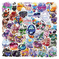Colourful tea cup graffiti stickers in Nordic style design, 50-piece waterproof pack