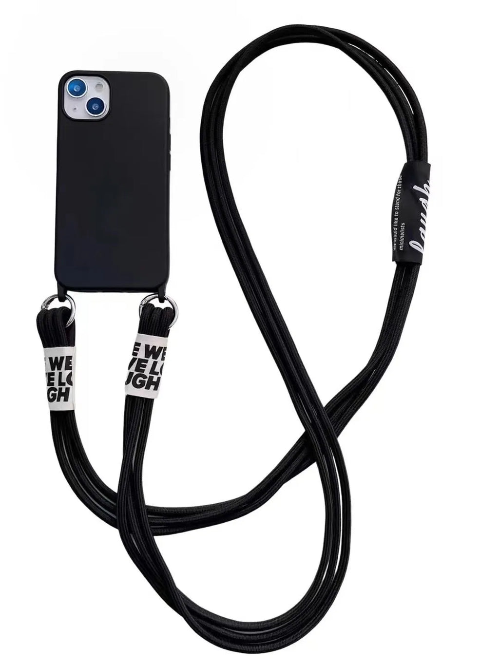 Diagonal lanyard silicone phone case in brown with grey strap for iPhone models