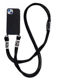 Diagonal lanyard silicone phone case in brown with grey strap for iPhone models
