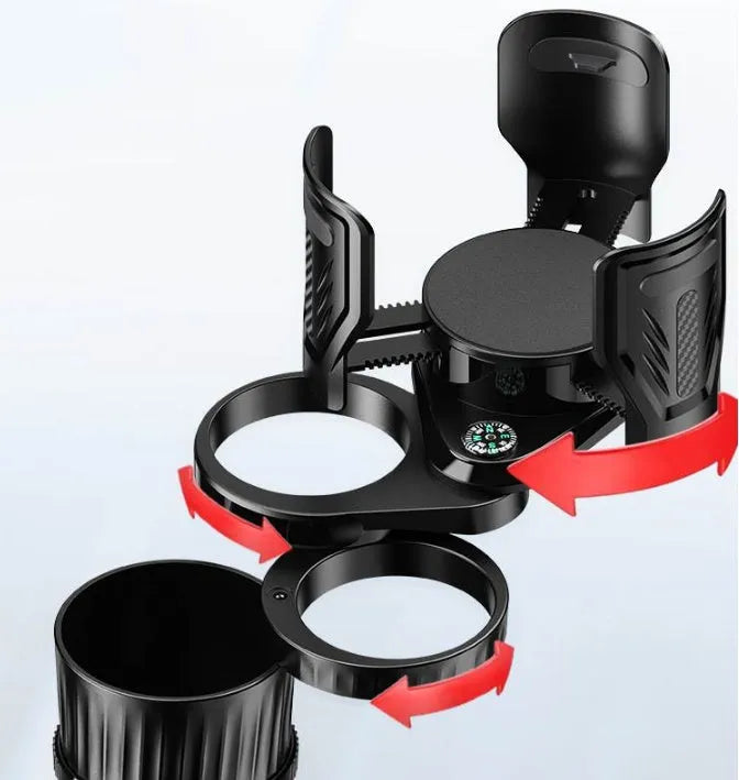 One Point Four car water cup holder with retractable base in carbon fibre black