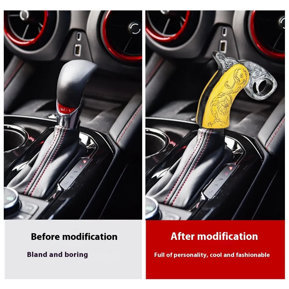 Silver resin hanging gear lever with a smooth finish for universal car modification use