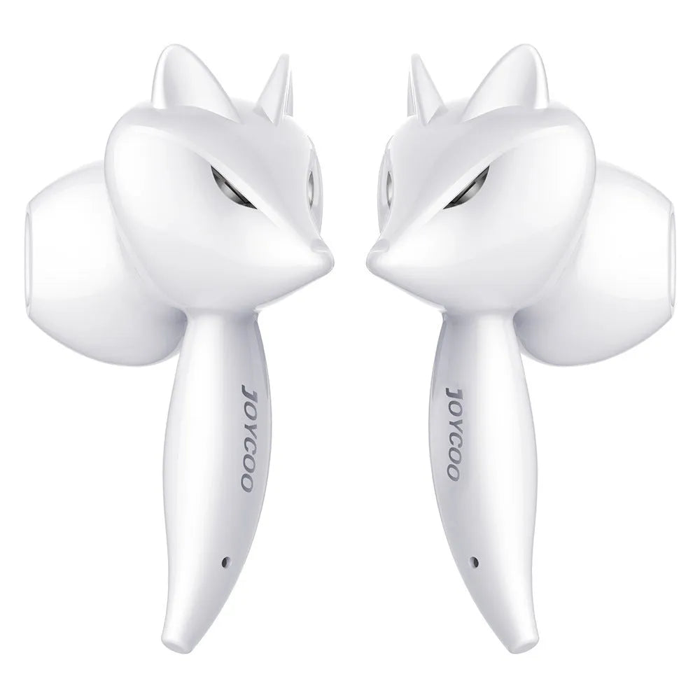 Cartoon fox Bluetooth wireless headset in red with double stereo earbuds