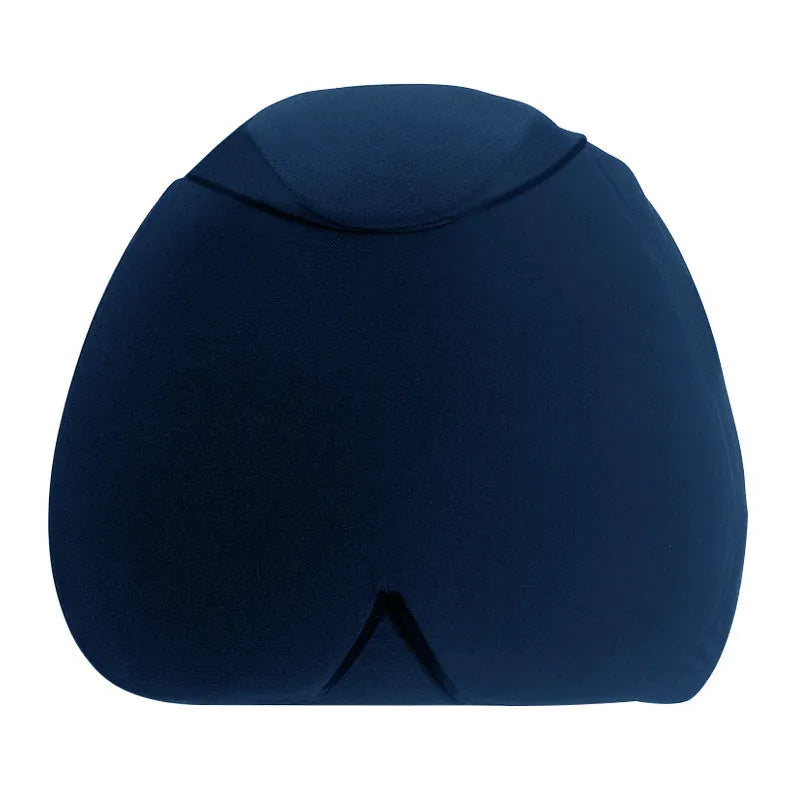 Simple solid colour cold compress cap in black, shown fully enclosing a head.