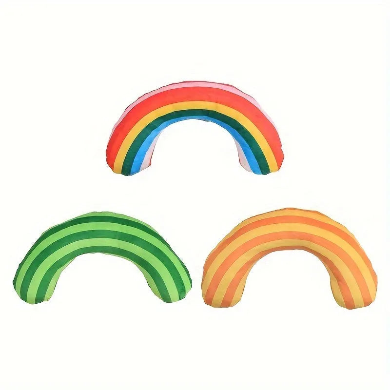 Set of four striped pattern cat pillows with built-in catnip strips measuring 23x20cm