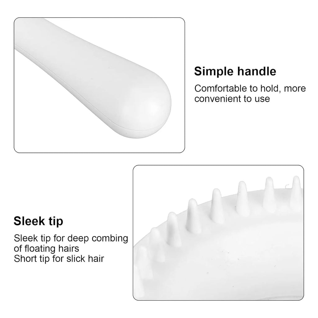 Blue and white double-sided pet grooming brush with deshedding teeth and massage comb on opposite sides