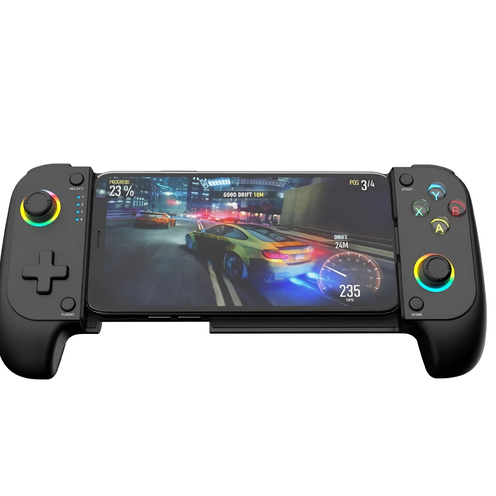 Bluetooth wireless game controller with stretchable grips for mobile phones