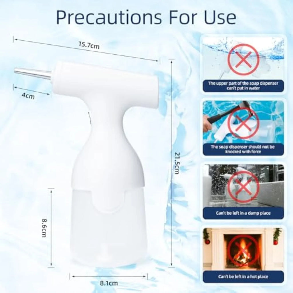 White electric foam soap dispenser with two nozzles for pet bathing and cleaning