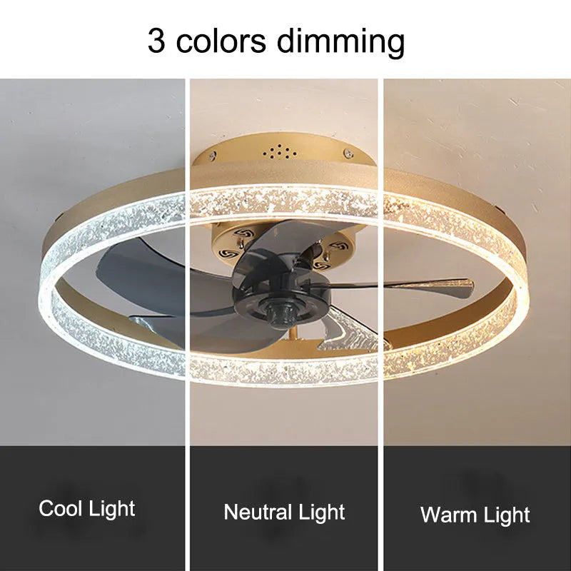 Nordic style ceiling fan lamp with LED lighting and 50cm blades in multiple colour options