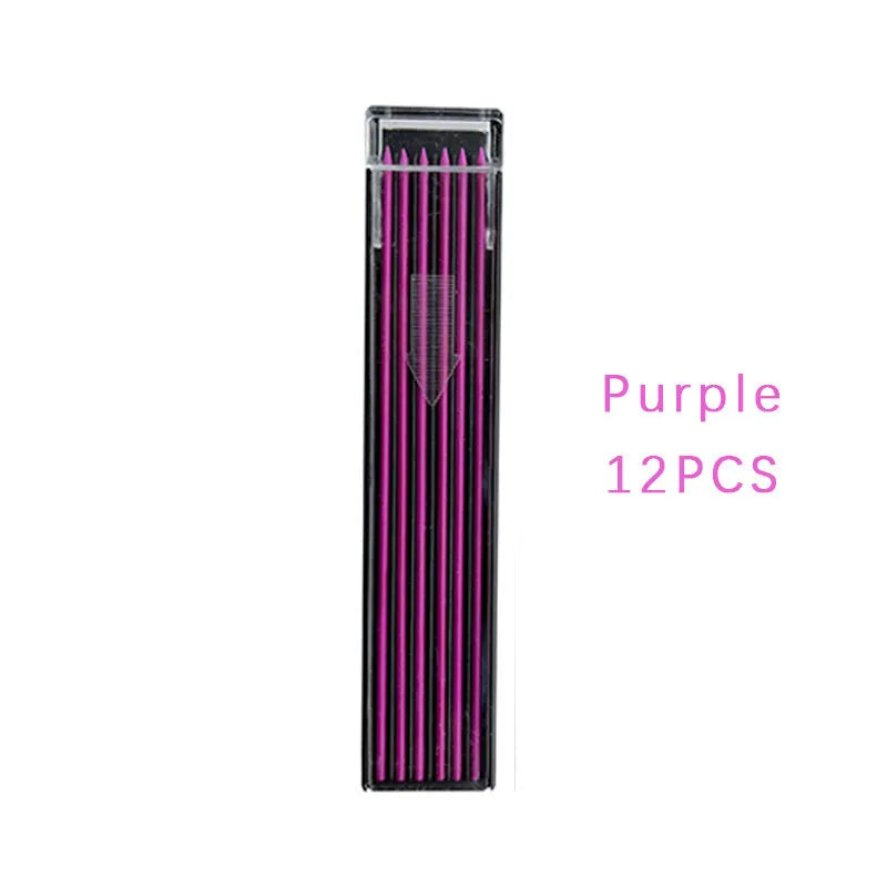 Box of 12 rainbow-coloured 0.5mm mechanical pencil refill leads for drawing