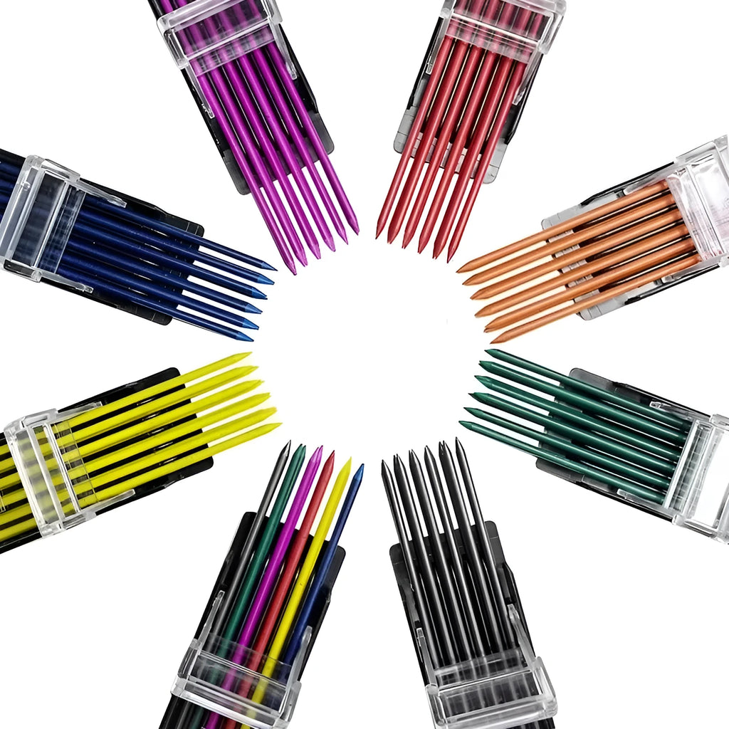 Box of 12 rainbow-coloured 0.5mm mechanical pencil refill leads for drawing