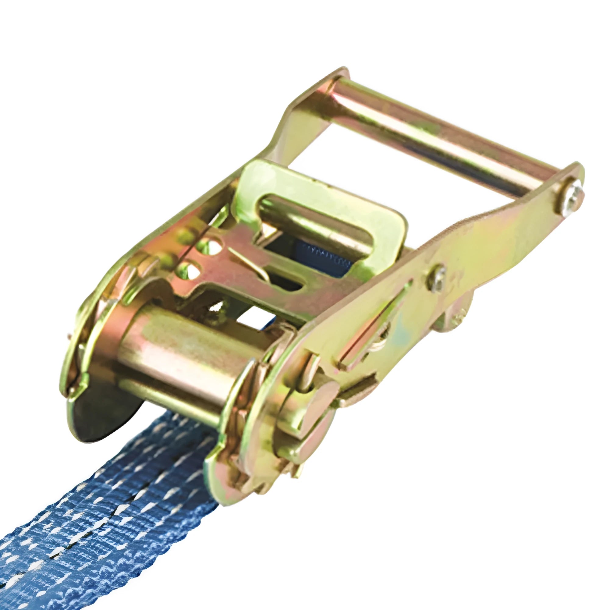 Ratchet tensioner double hook binding strap with steel triangle hooks and polyester webbing