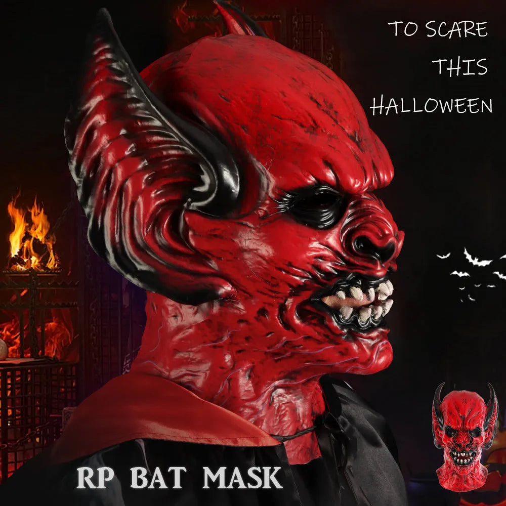 Red bat horror mask head cover made from RP foam for adult Halloween and Christmas costume parties