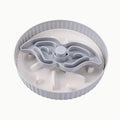 Pet slow feeder bowl with rotating game board and removable silicone licking mat in blue.