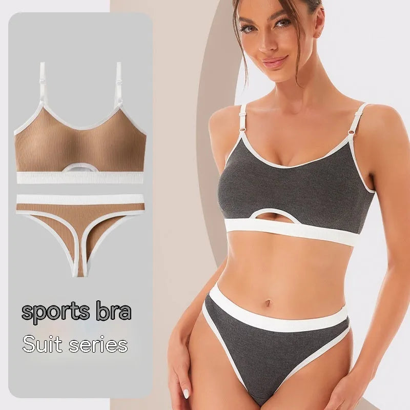 Contrast colour sports bra tube top suit with underwired support and chest pad in multiple colour options