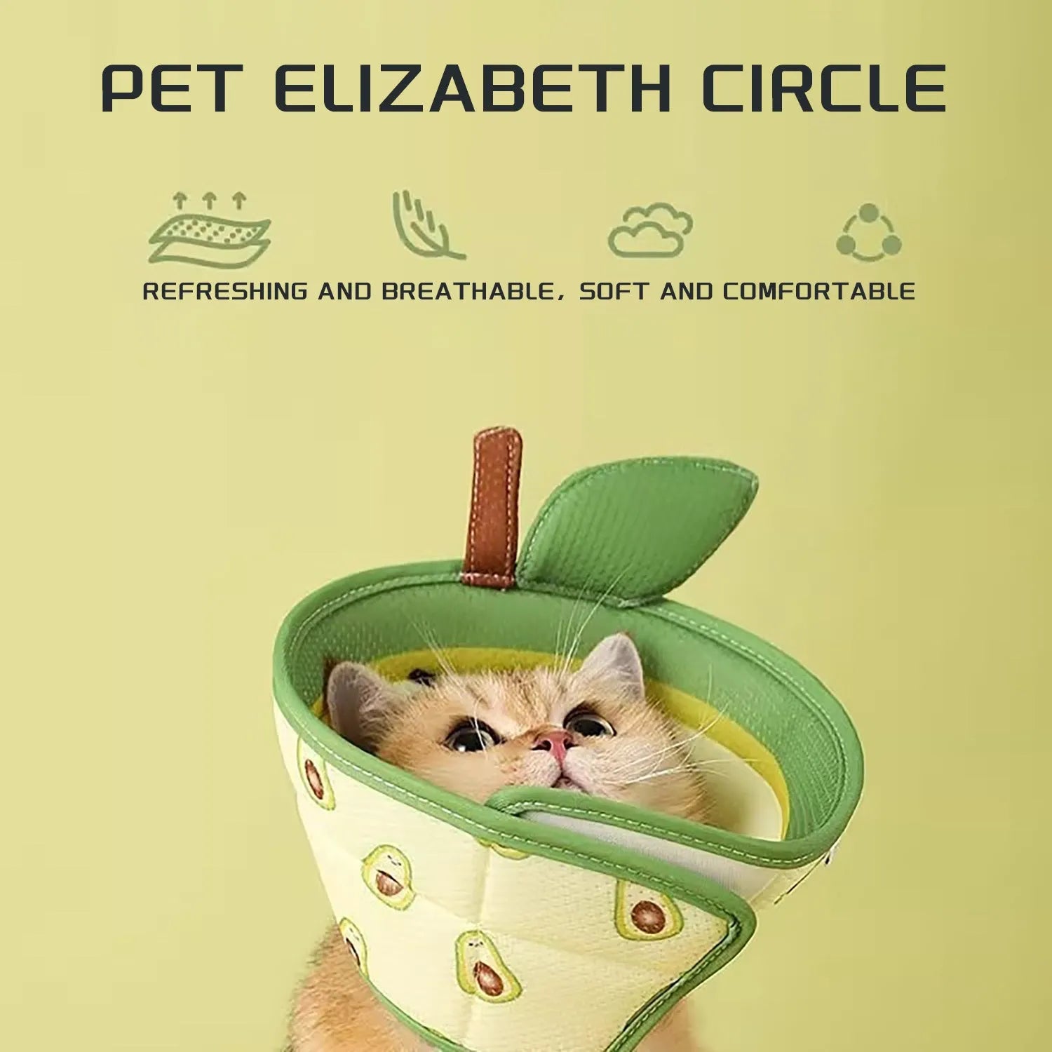 Soft white EPE foam adjustable cat cone collar for post-surgery recovery protection.