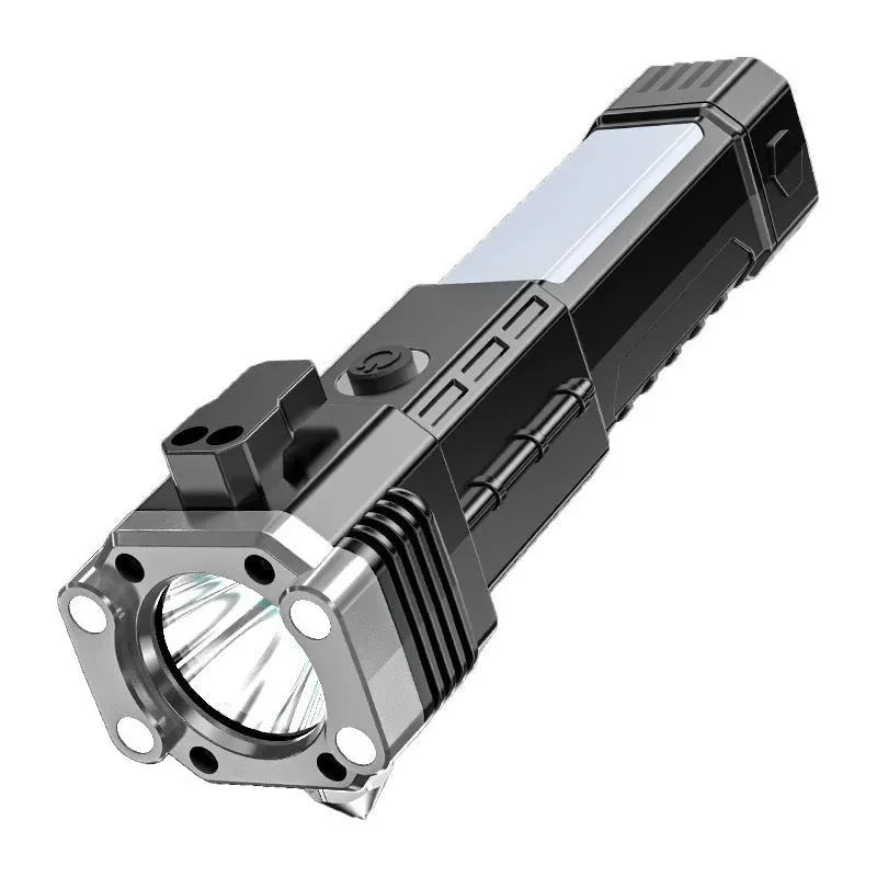 Silver plastic portable LED emergency work light with power bank functionality and IP44 protection rating