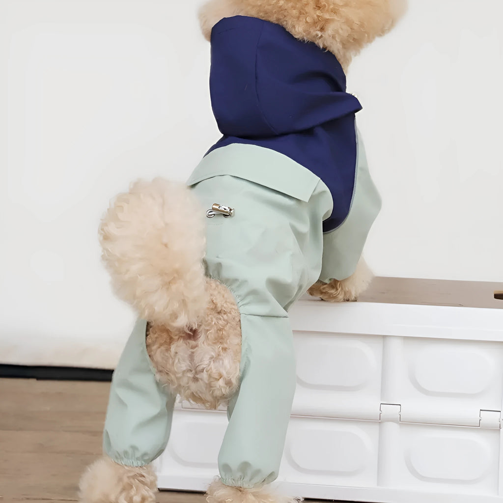 British style waterproof polyester jacket for small and medium sized dogs in Army Green colour