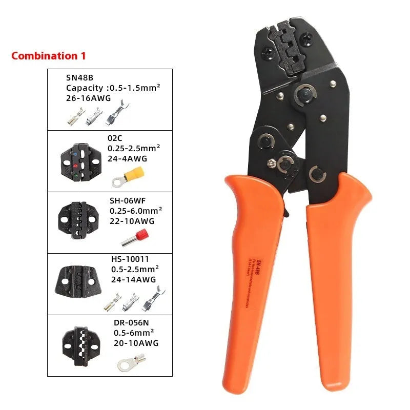 SN-48B portable terminal crimping pliers combination set with four tool pairs and wire crimper