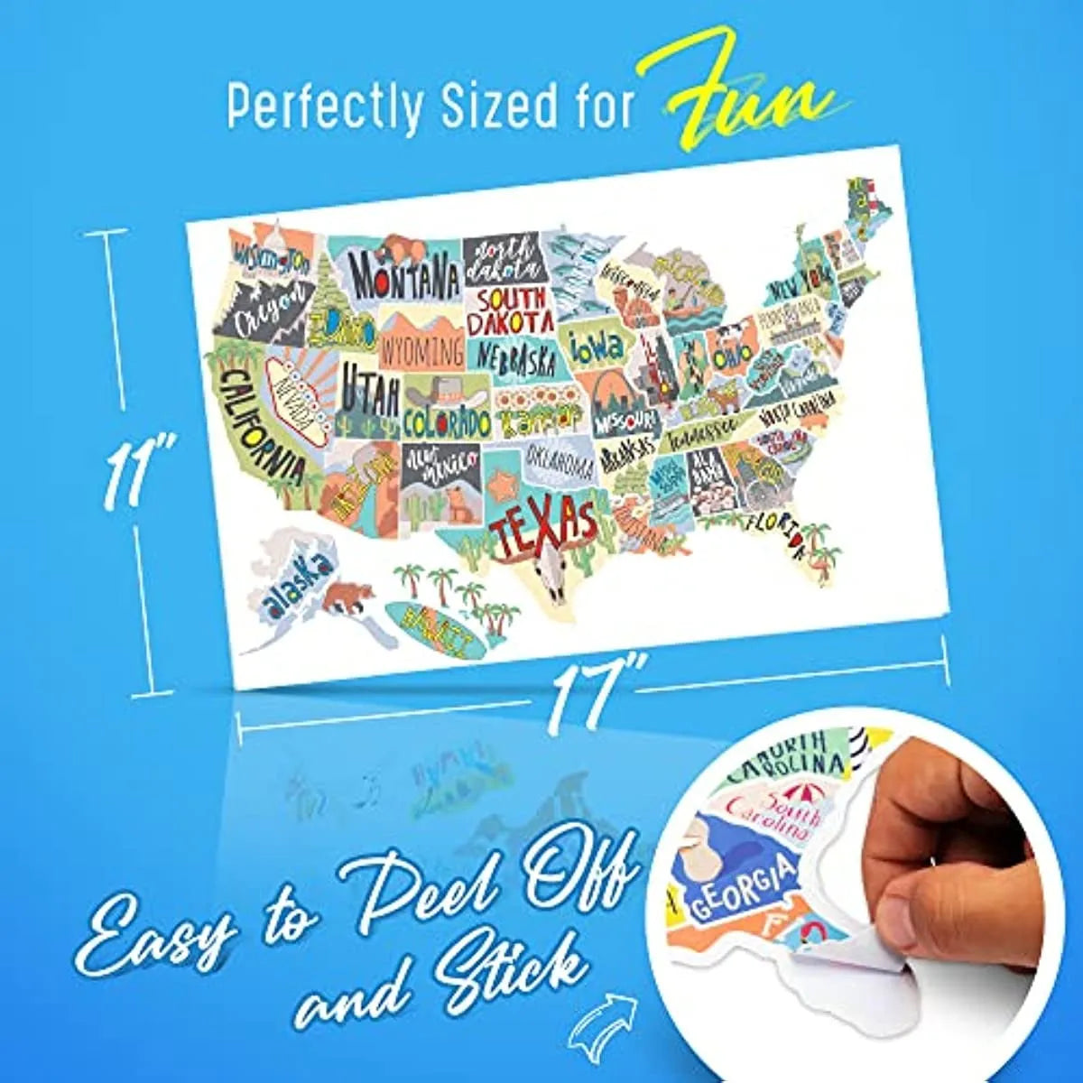 Travel-themed car sticker set showing map artwork and lettering with white application background