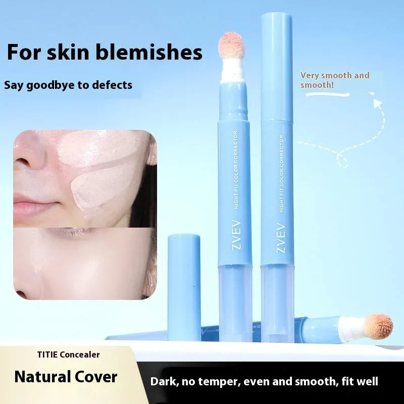 Concealer cream tube with sponge brush applicator in 1.5g size showing three colour options