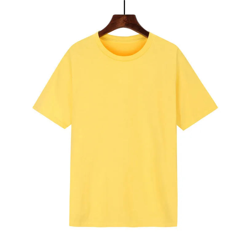 Men's black loose-fit short-sleeve cotton T-shirt with a print, laid flat.