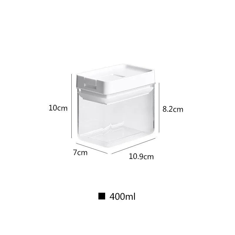 White transparent plastic food storage tank for grains with 400ml capacity