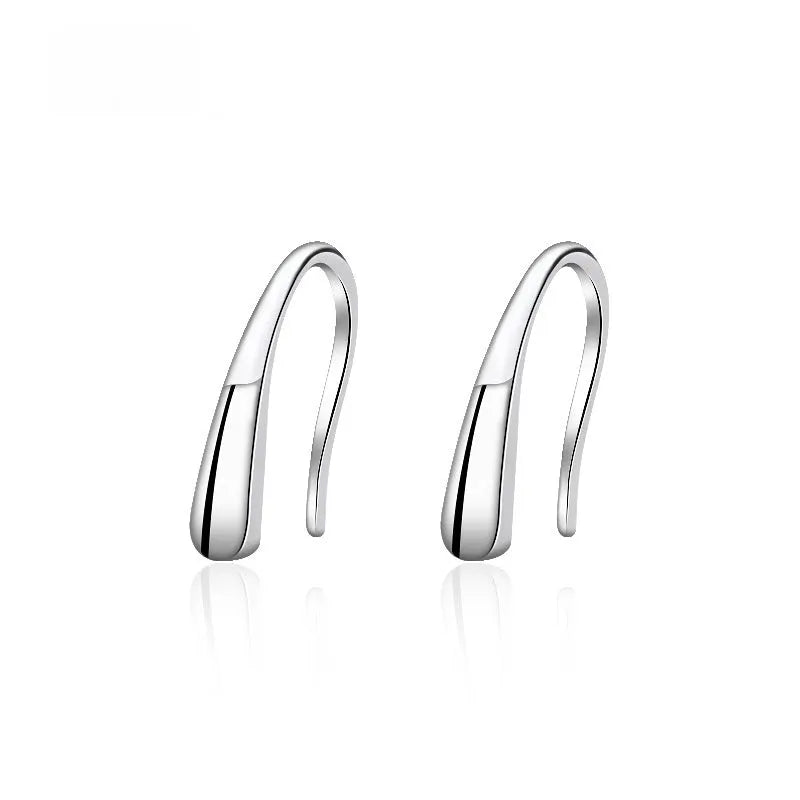 Silver water drop ear hook for women in simple cold style white gold colour
