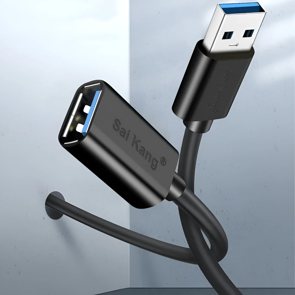 Black USB 3.0 and 2.0 male to female extension cable with double-layer shielding available in multiple lengths