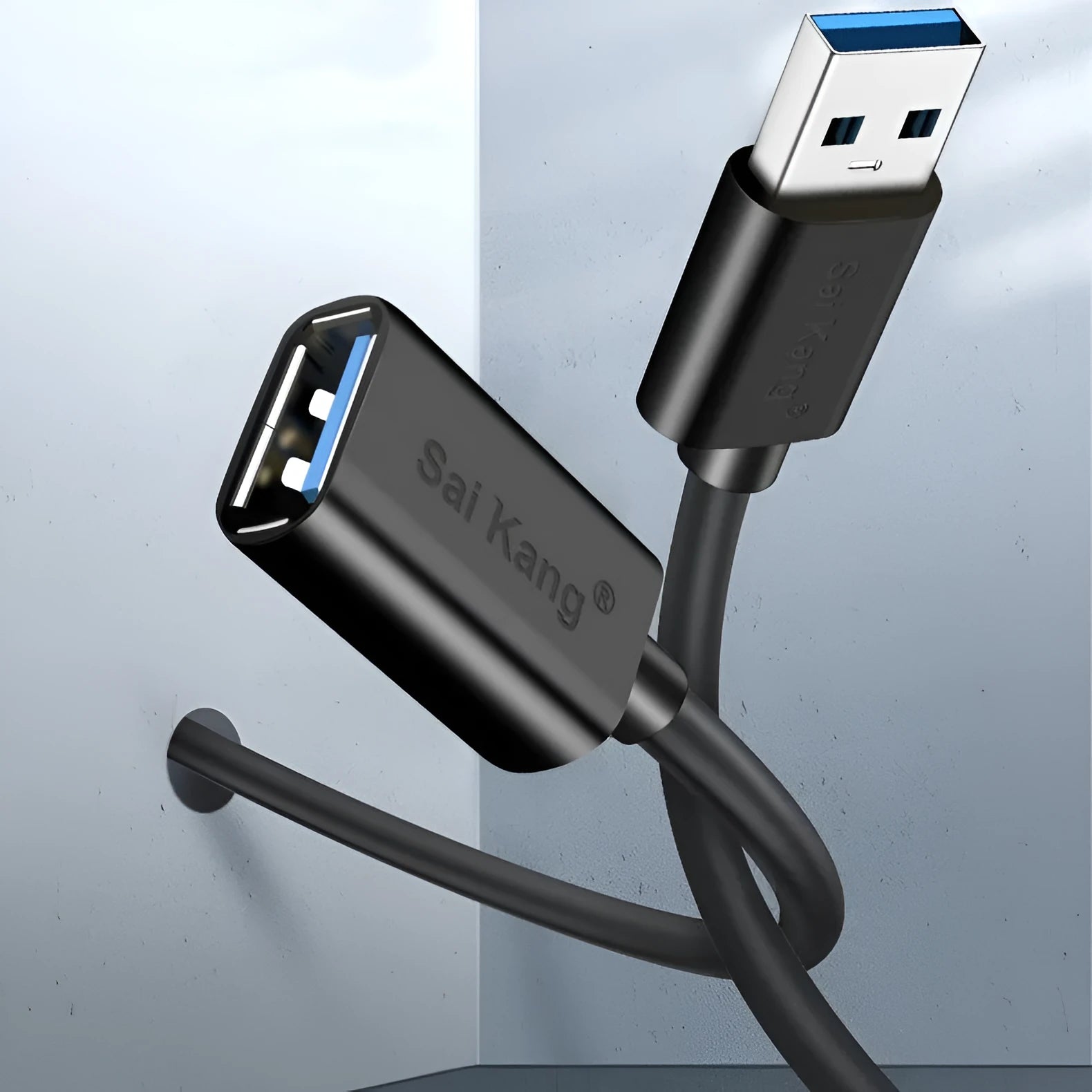 Black USB 3.0 and 2.0 male to female extension cable with double-layer shielding available in multiple lengths